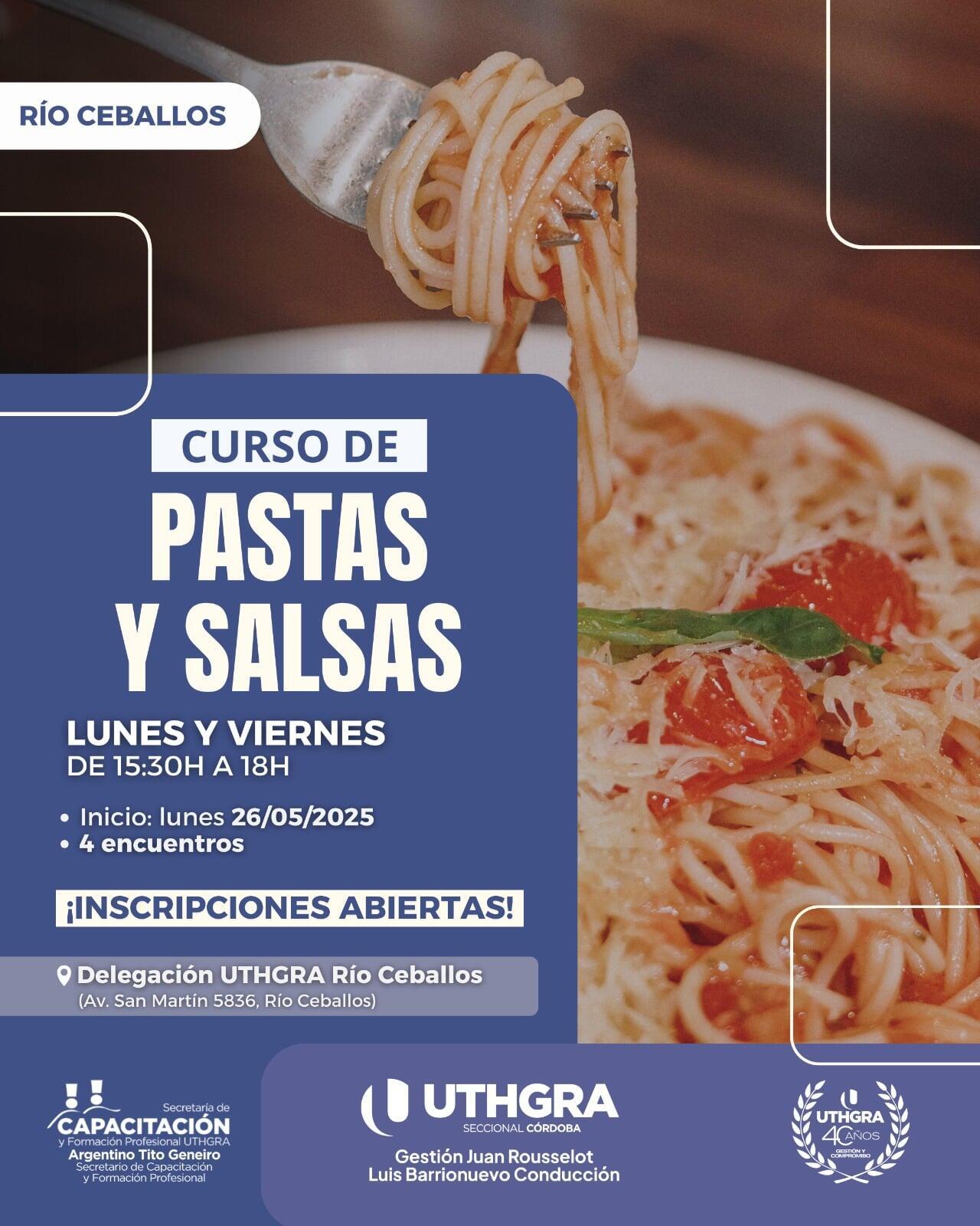 Pastas y Salsas - Nuevo Curso de Formación Profesional en Río Ceballos